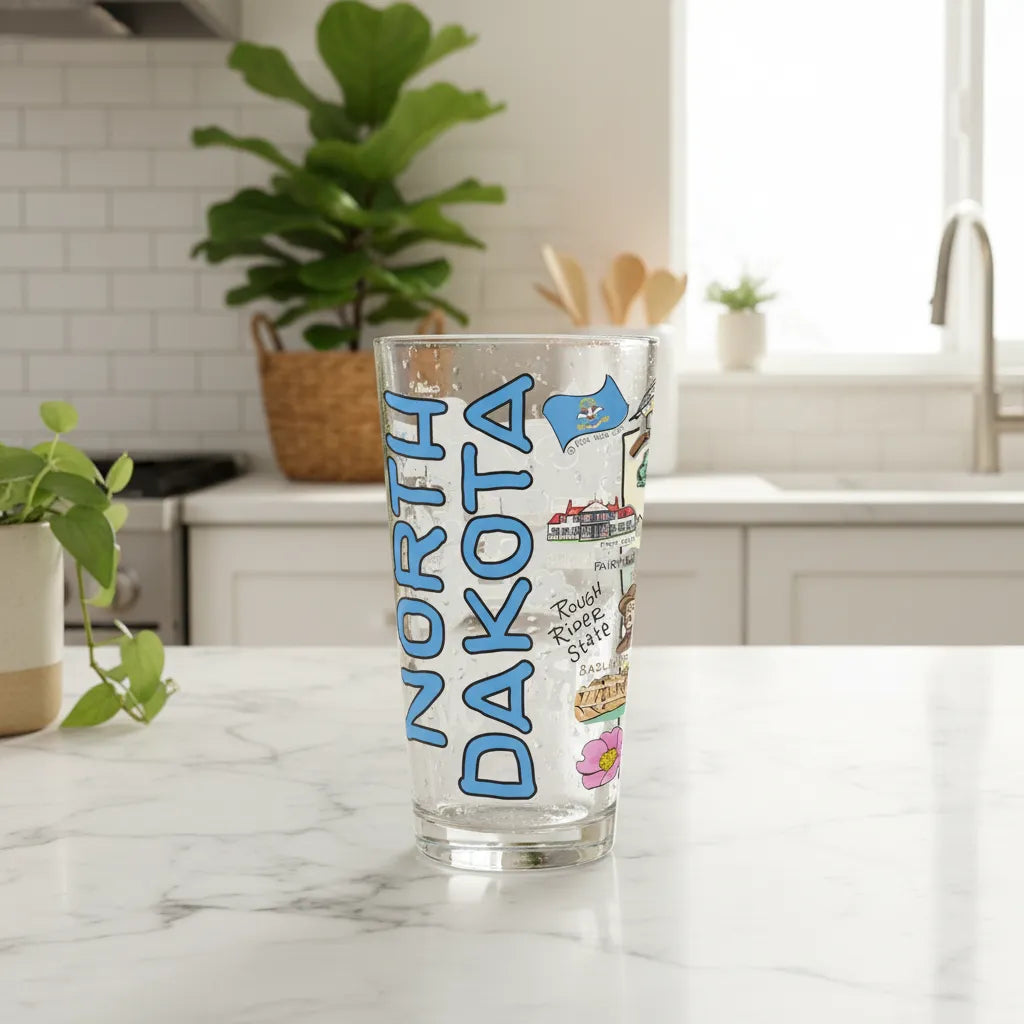 North Dakota Map Glass
