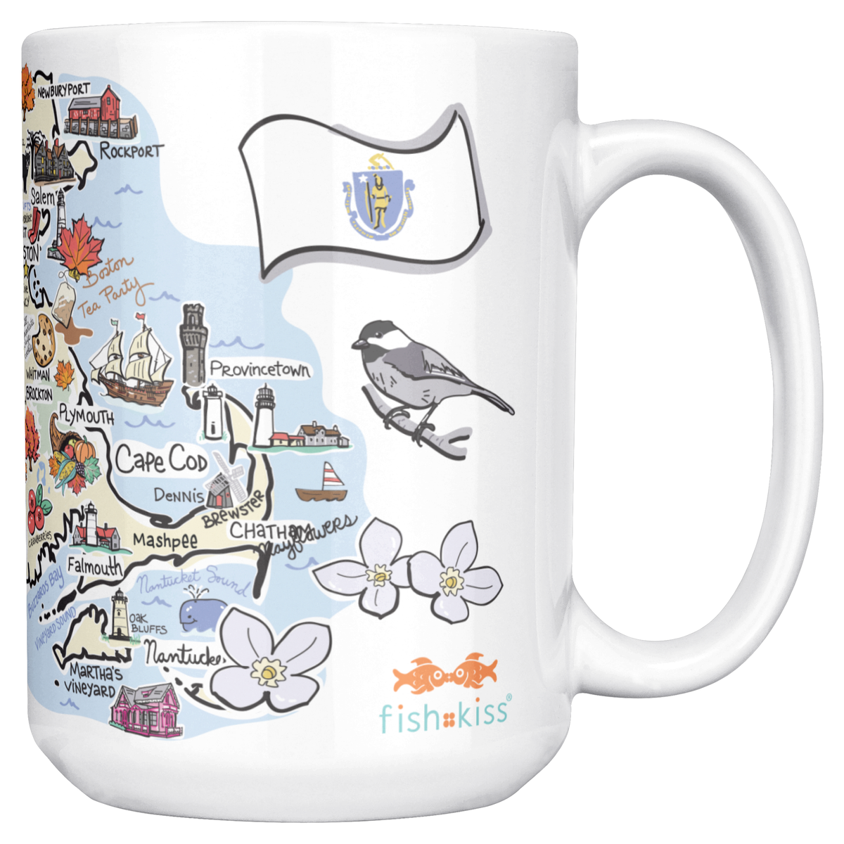Massachusetts 15oz White Mug