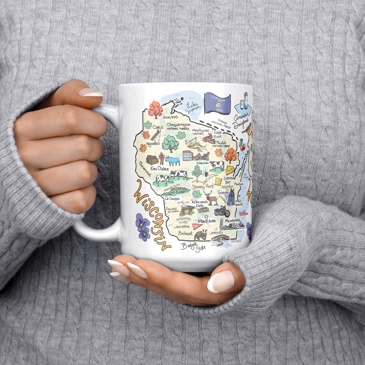 Wisconsin 15oz White Mug