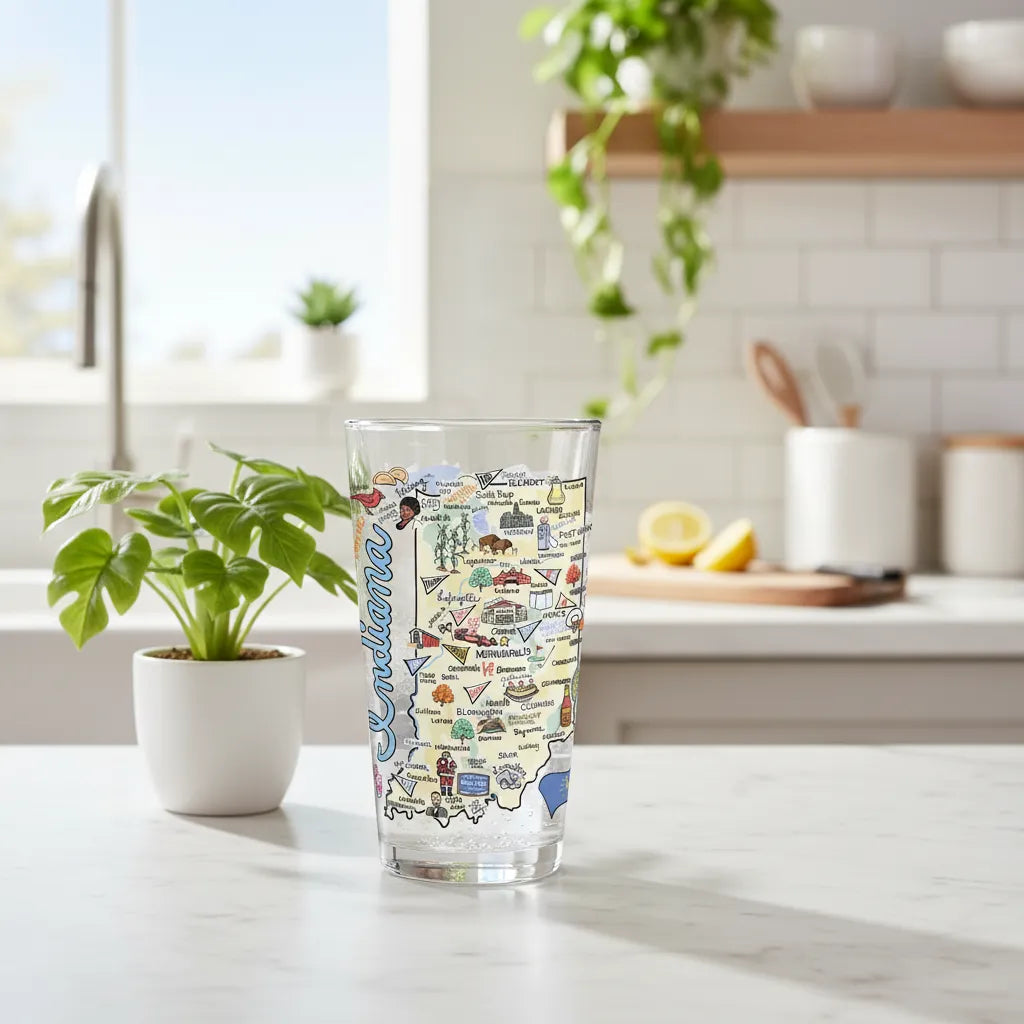 Indiana Map Glass