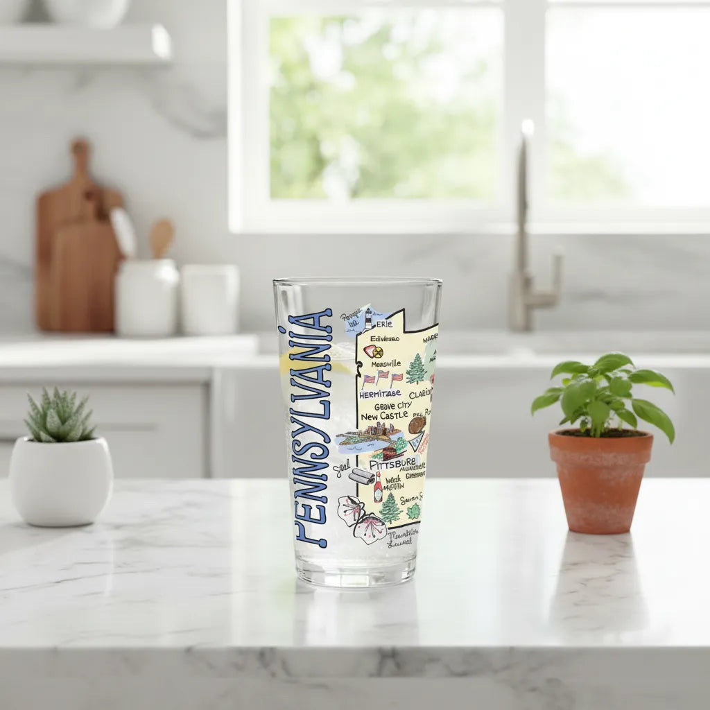 Pennsylvania Map Glass