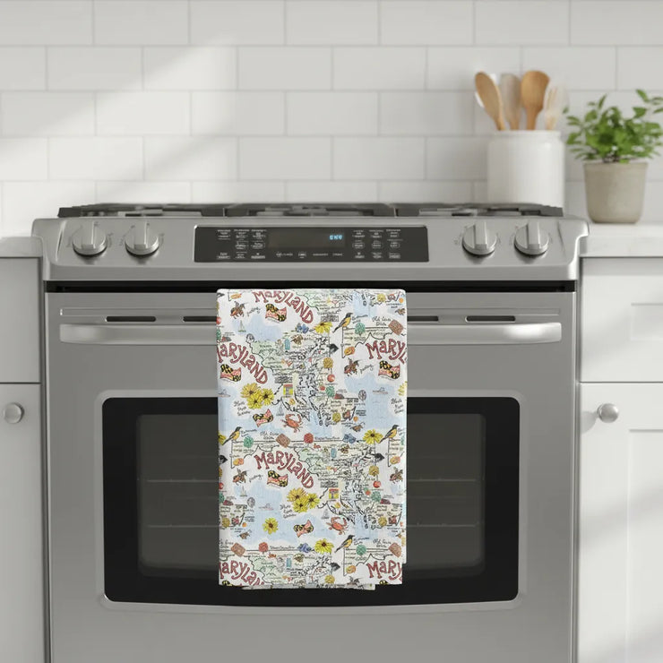 Maryland Map Repeat Kitchen Towel
