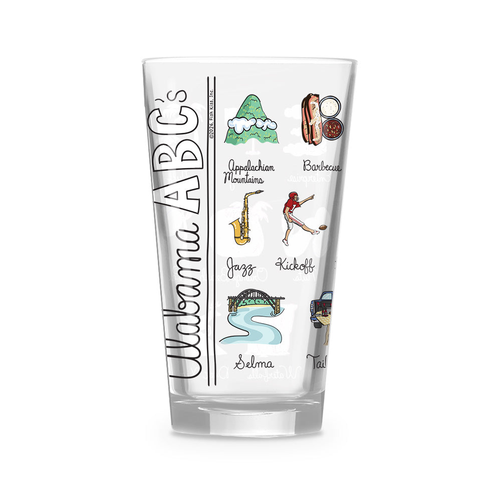 Alabama Alphabet 16 oz. Glass
