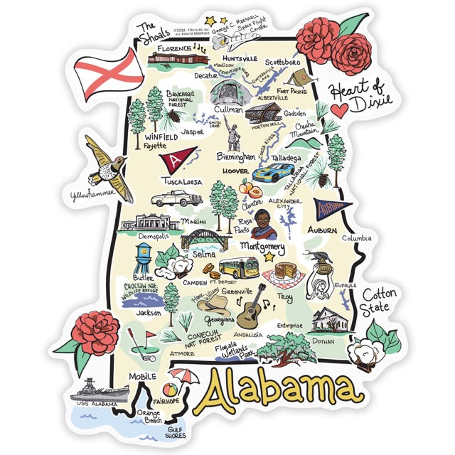 Alabama State Map Sticker