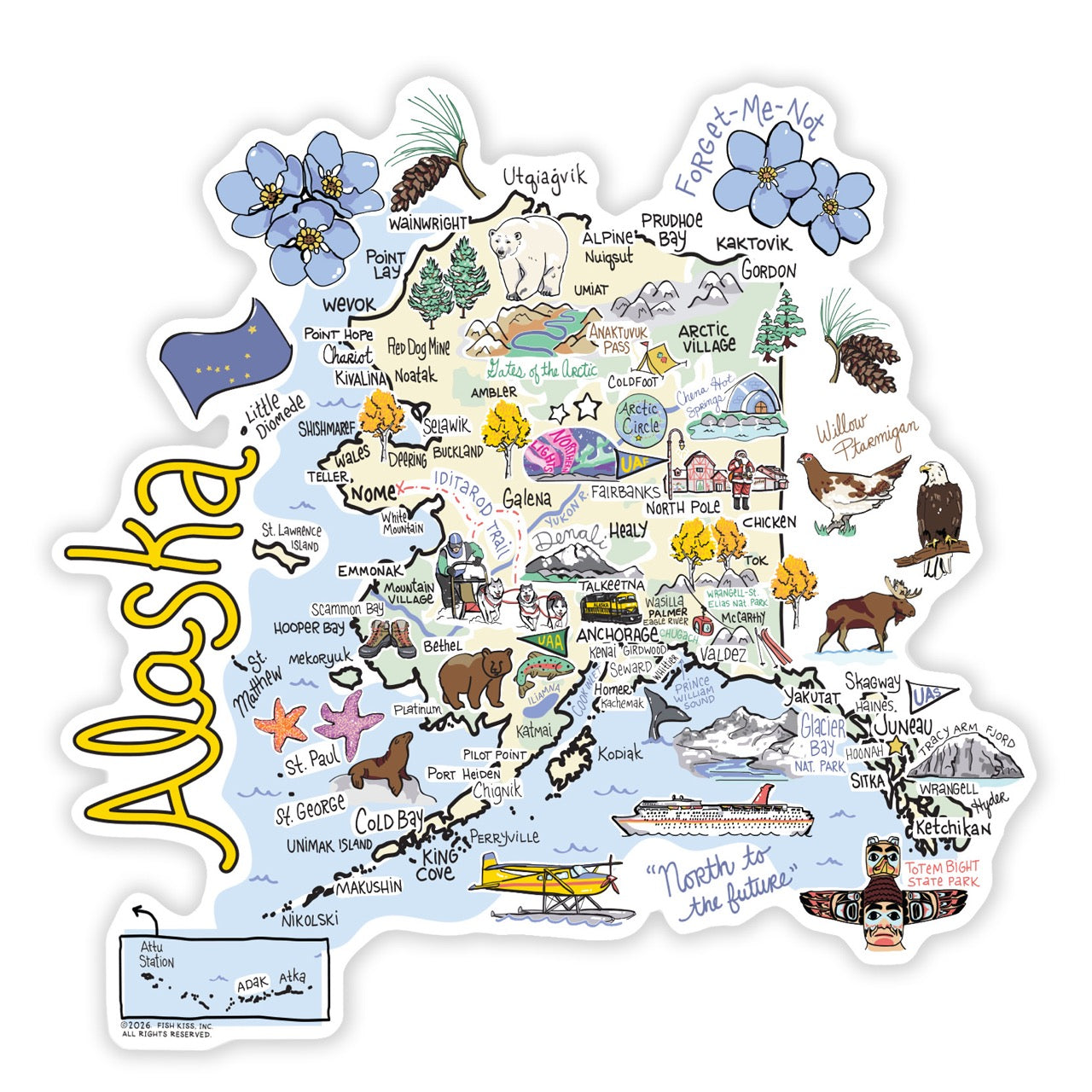 Alaska State Map Sticker