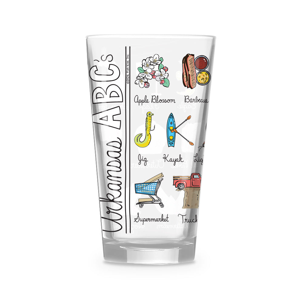 Arkansas Alphabet 16 oz. Glass