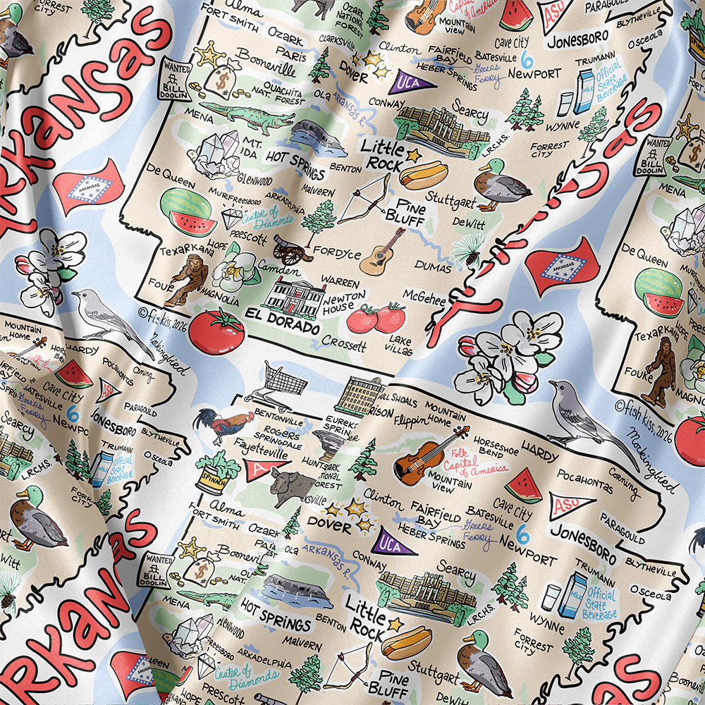 State Map Long Sleeve Satin Pajamas