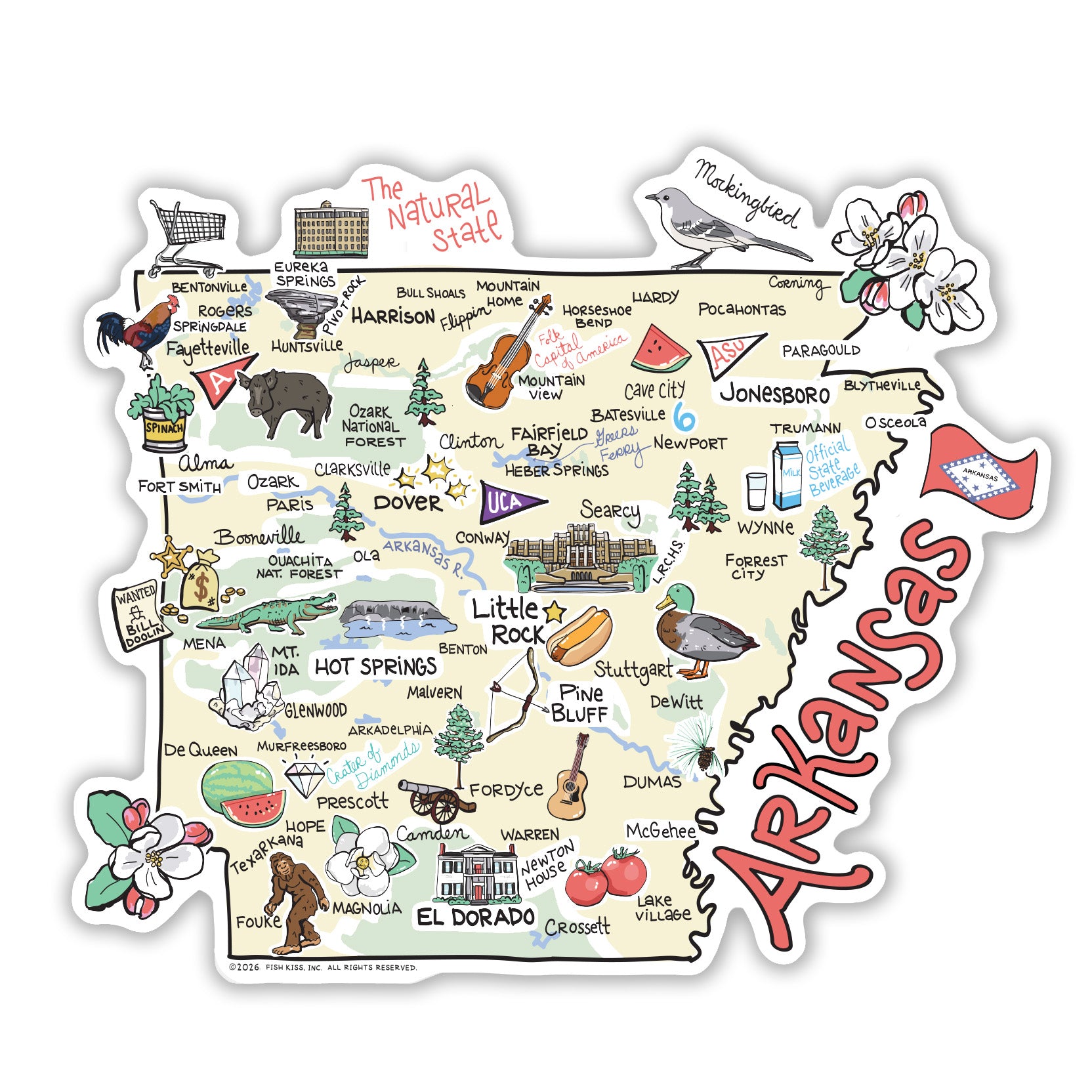 Arkansas State Map Sticker