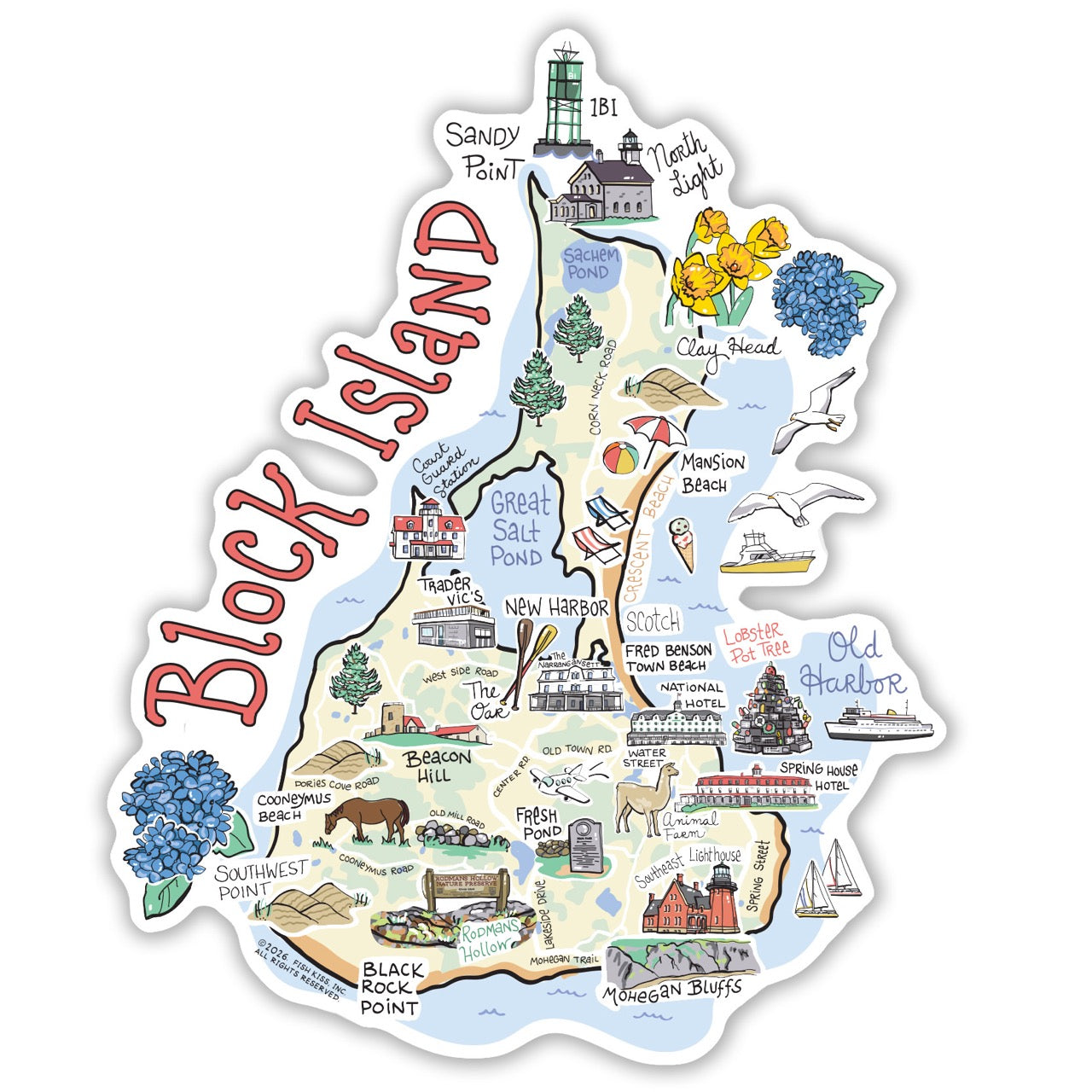 Block Island State Map Sticker