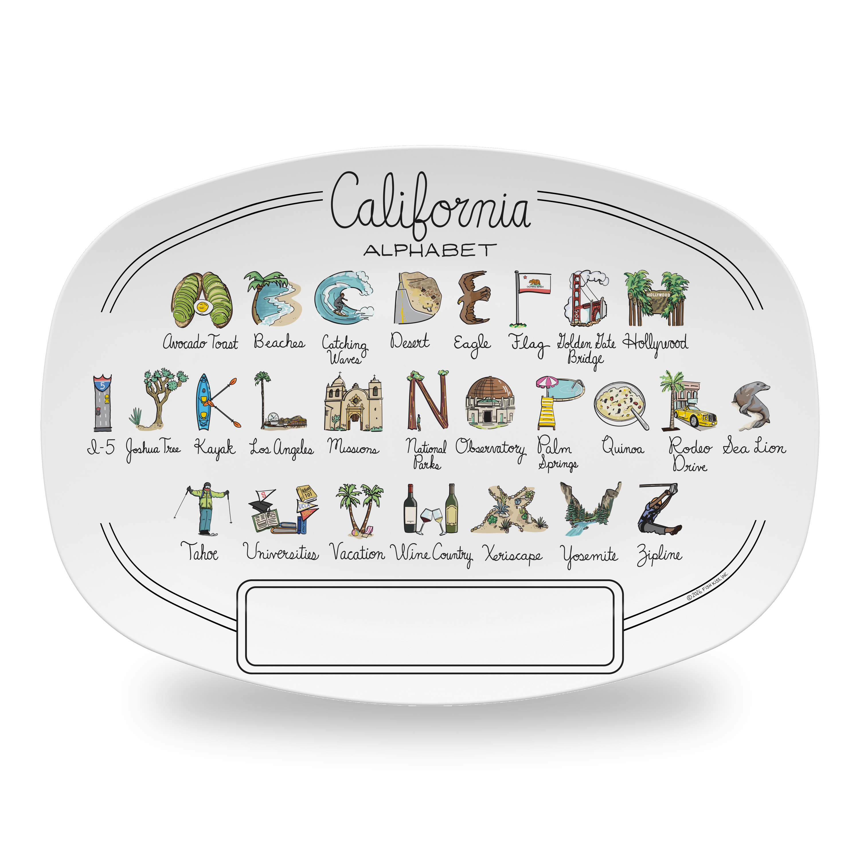 Custom California Alphabet Platter