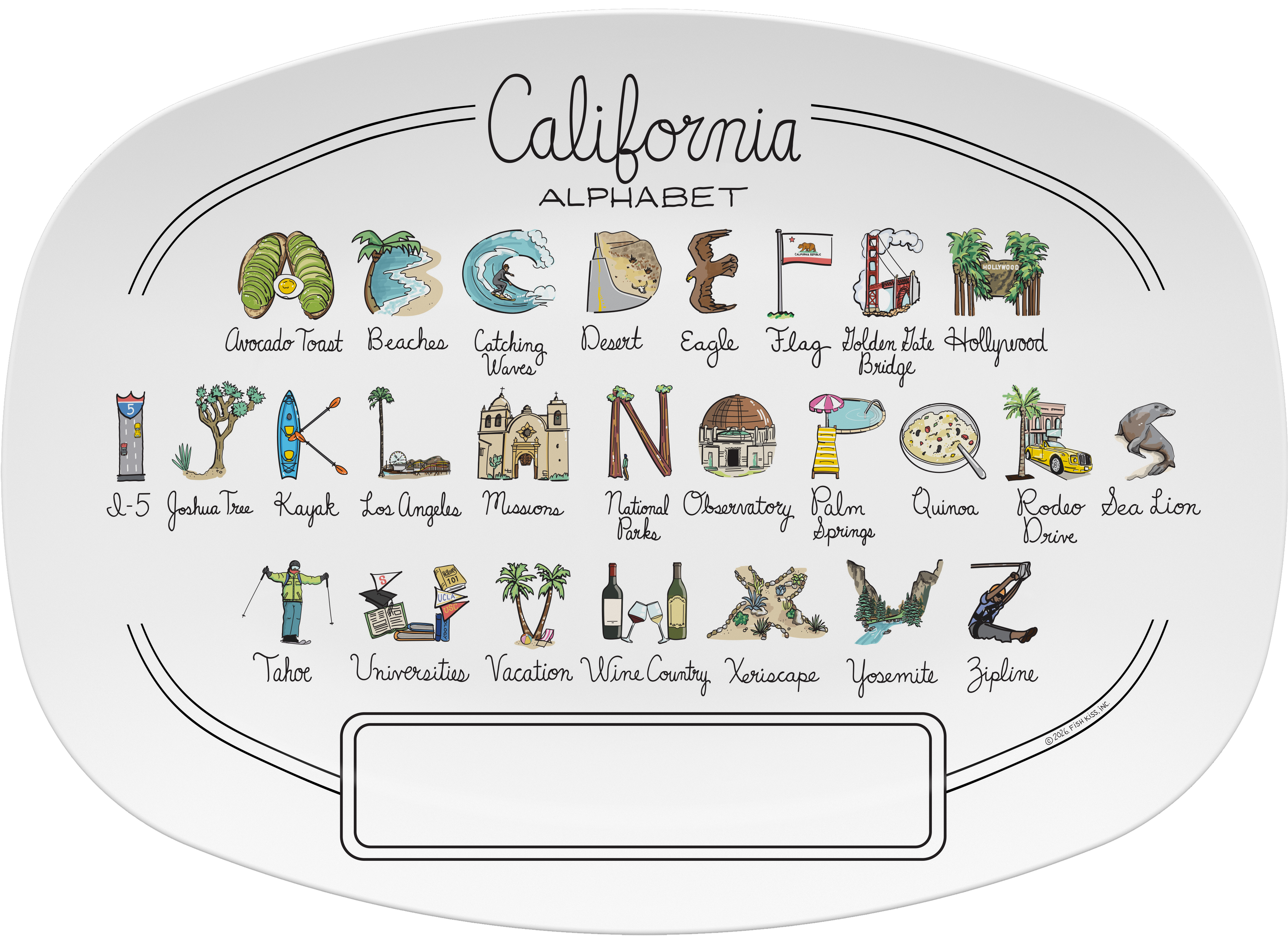 Custom California Alphabet Platter