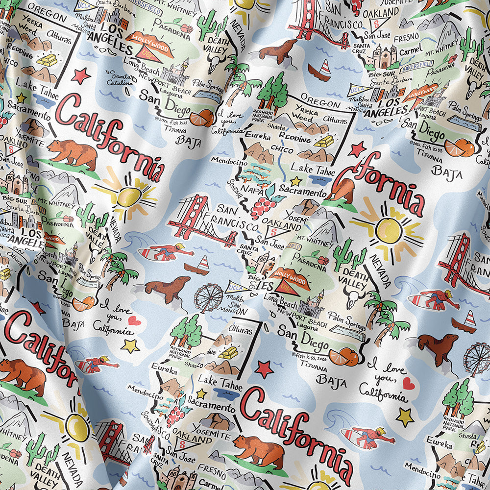 State Map Long Sleeve Satin Pajamas