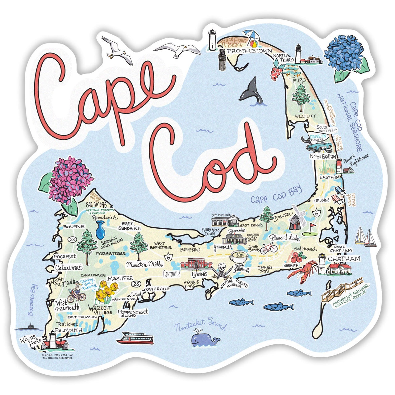 Cape Cod State Map Sticker