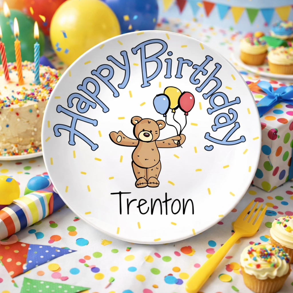 Custom Birthday Plate - Teddy Bear