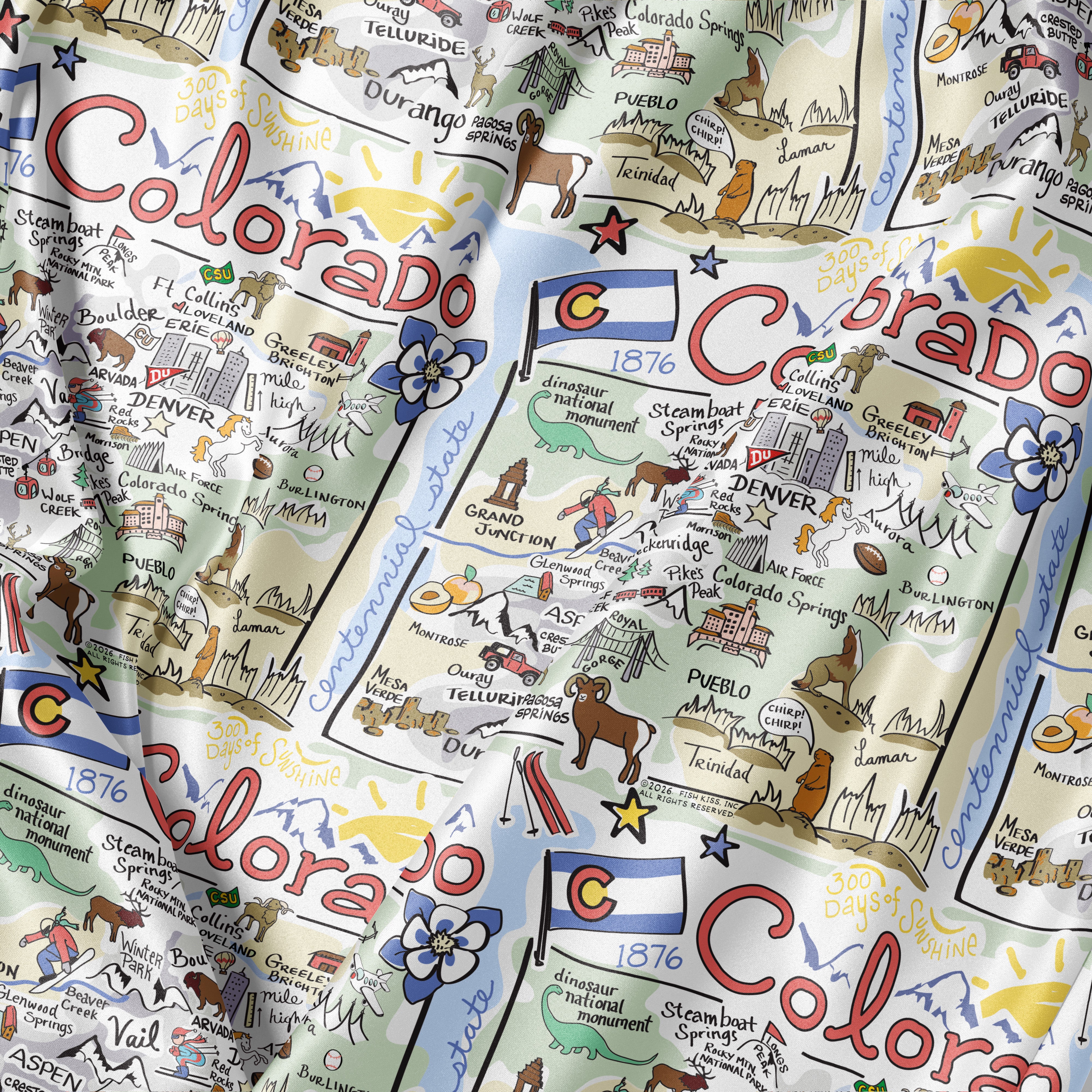 State Map Long Sleeve Satin Pajamas