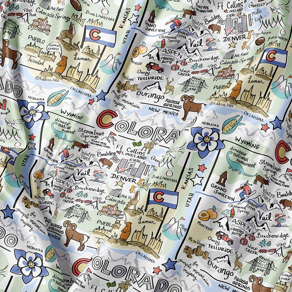 State Map Long Sleeve Satin Pajamas