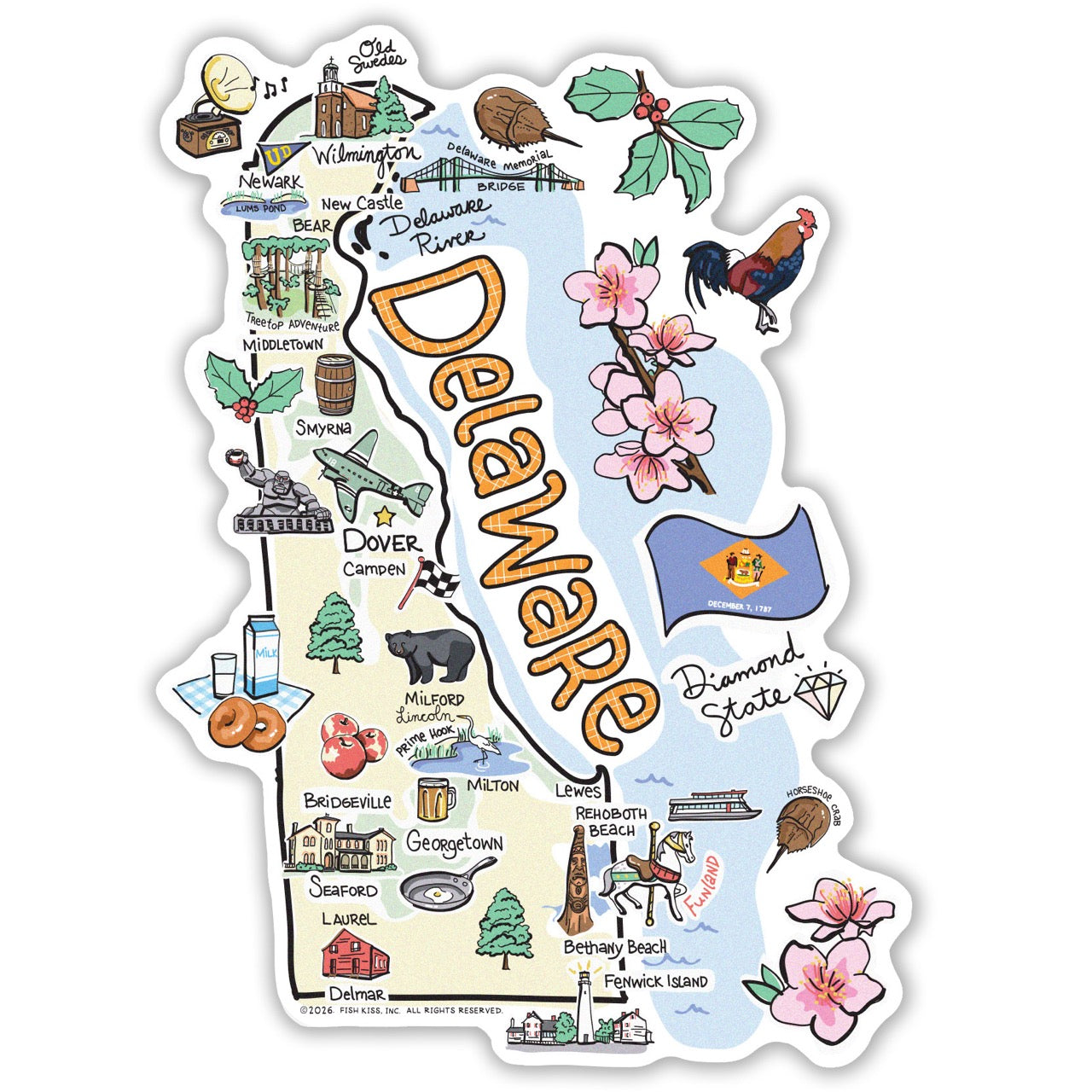 Delaware State Map Sticker
