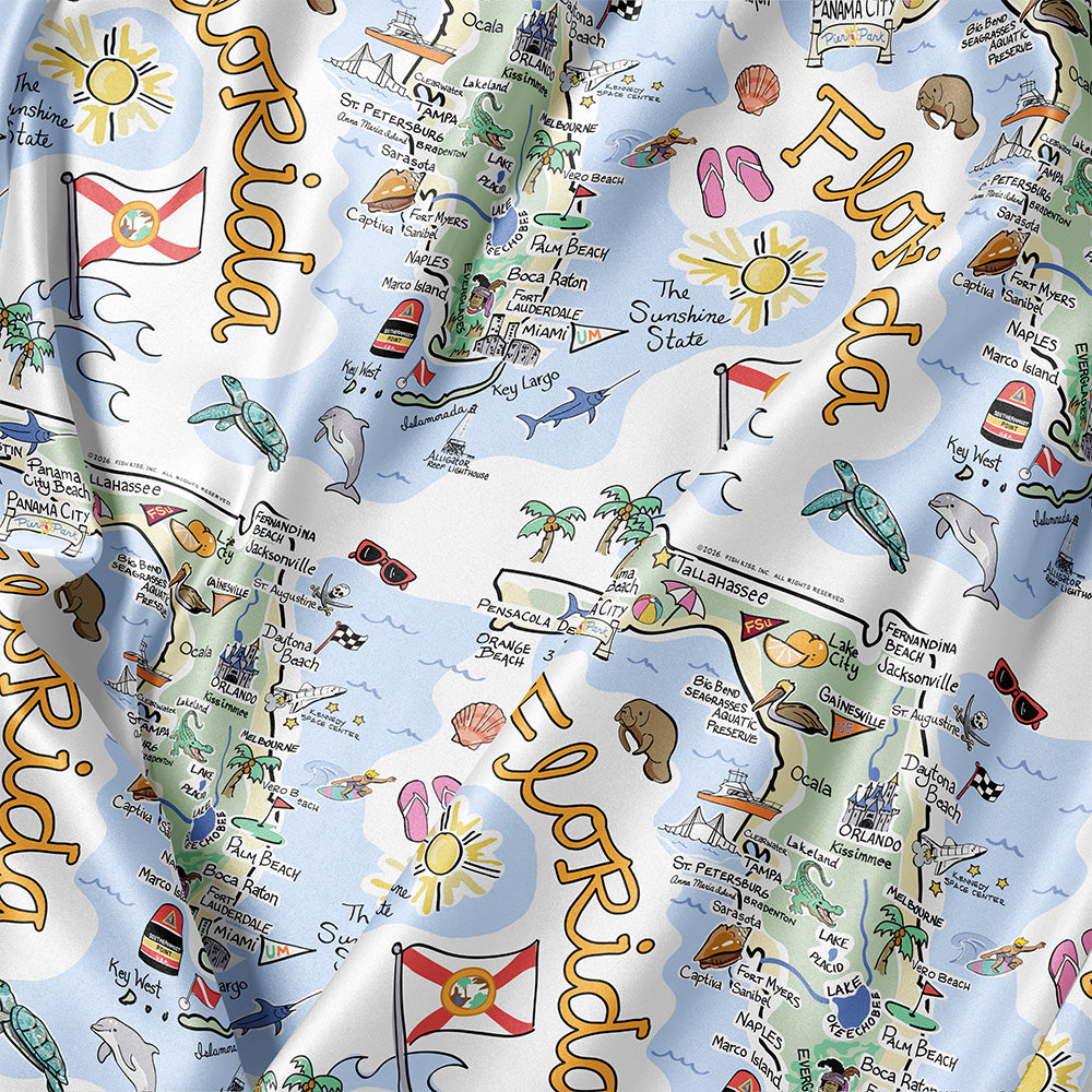 State Map Long Sleeve Satin Pajamas