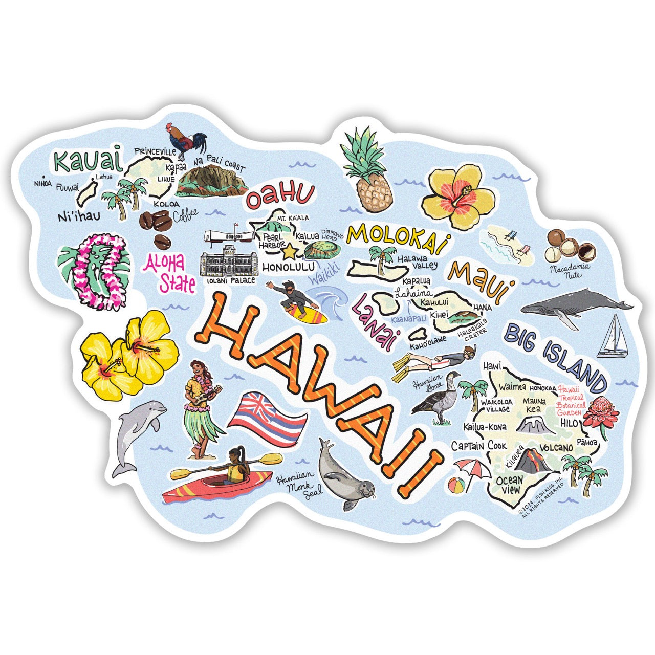 Hawaii State Map Sticker
