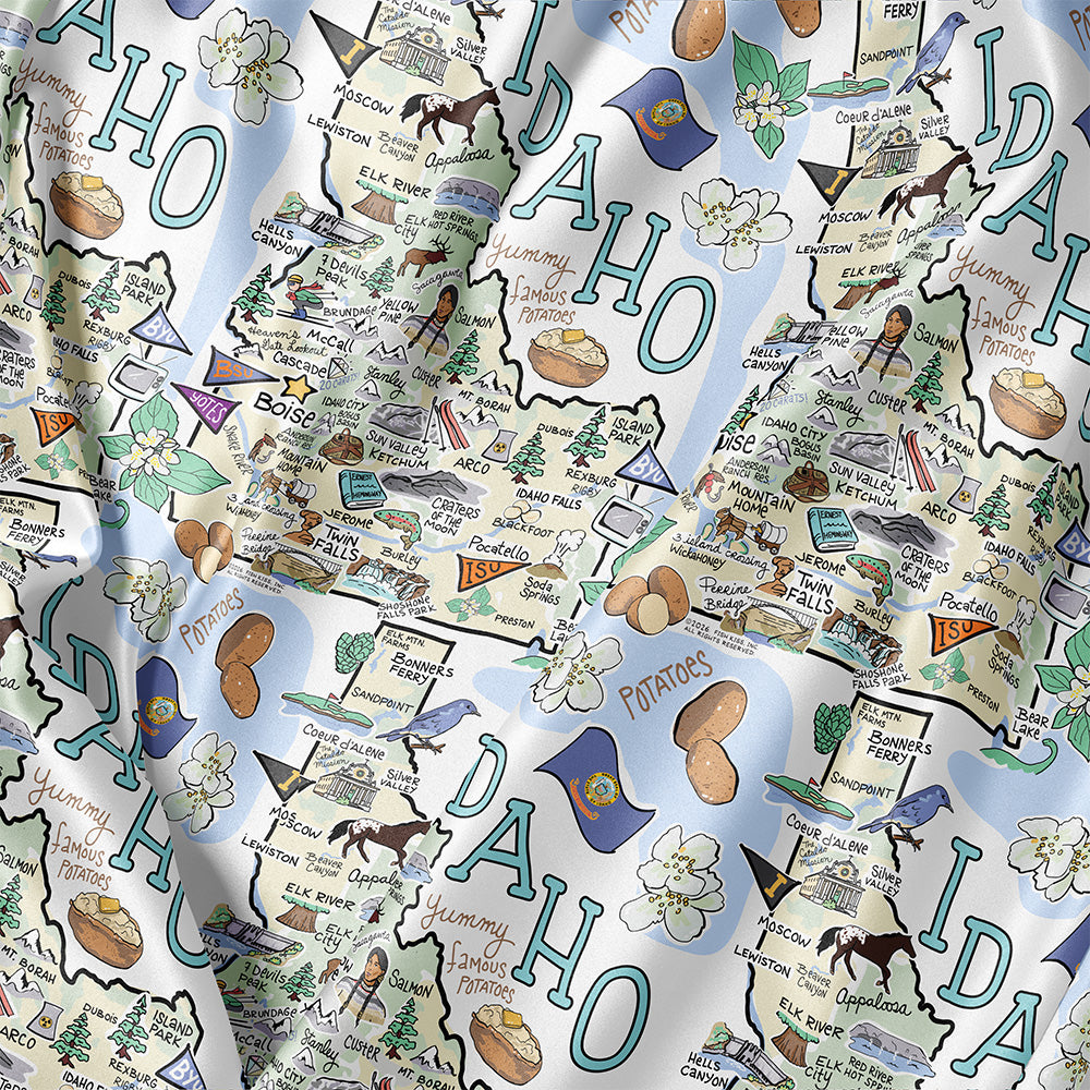 State Map Long Sleeve Satin Pajamas