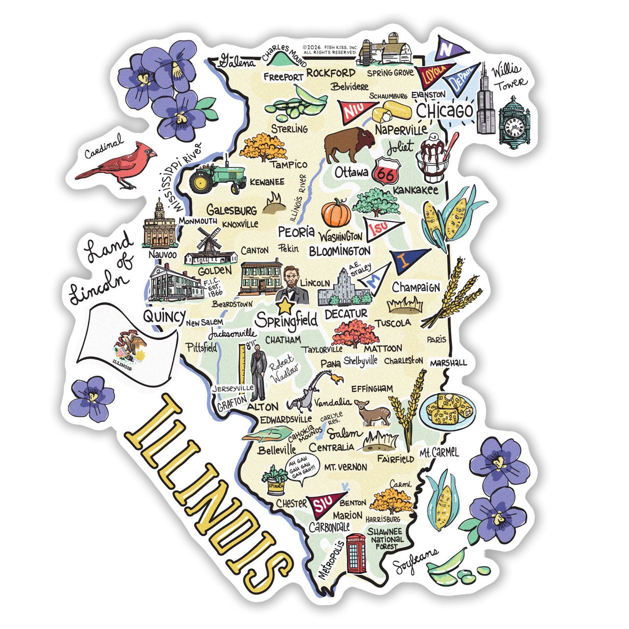 Illinois State Map Sticker