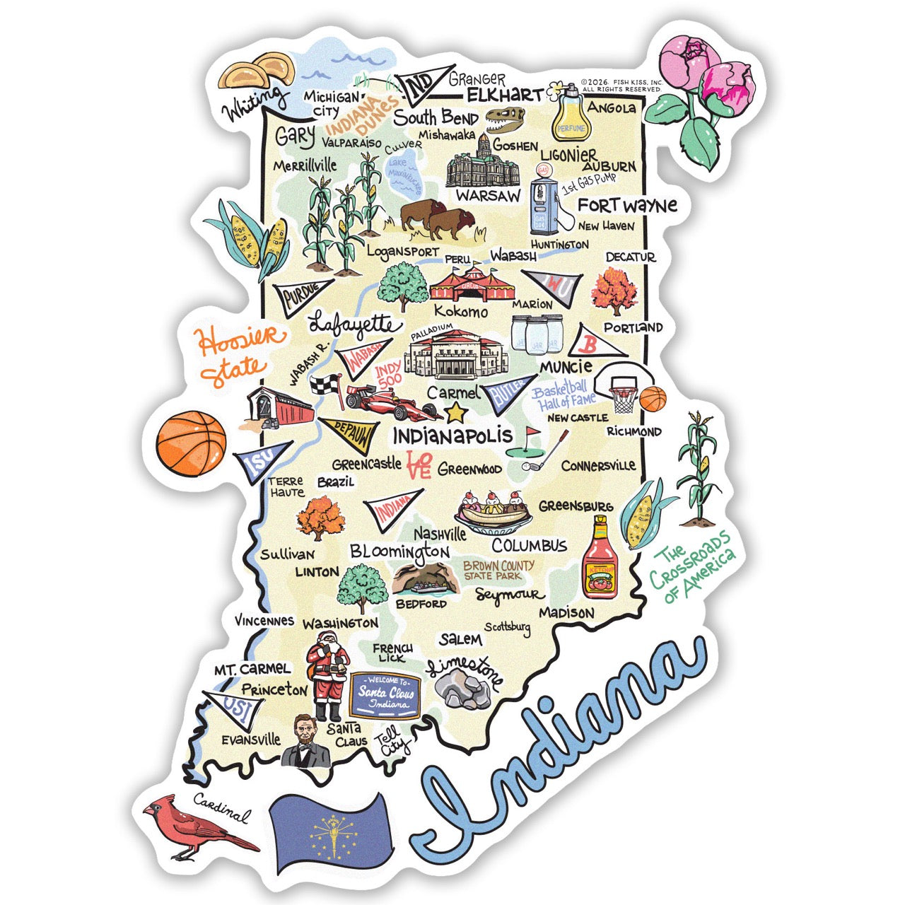 Indiana State Map Sticker