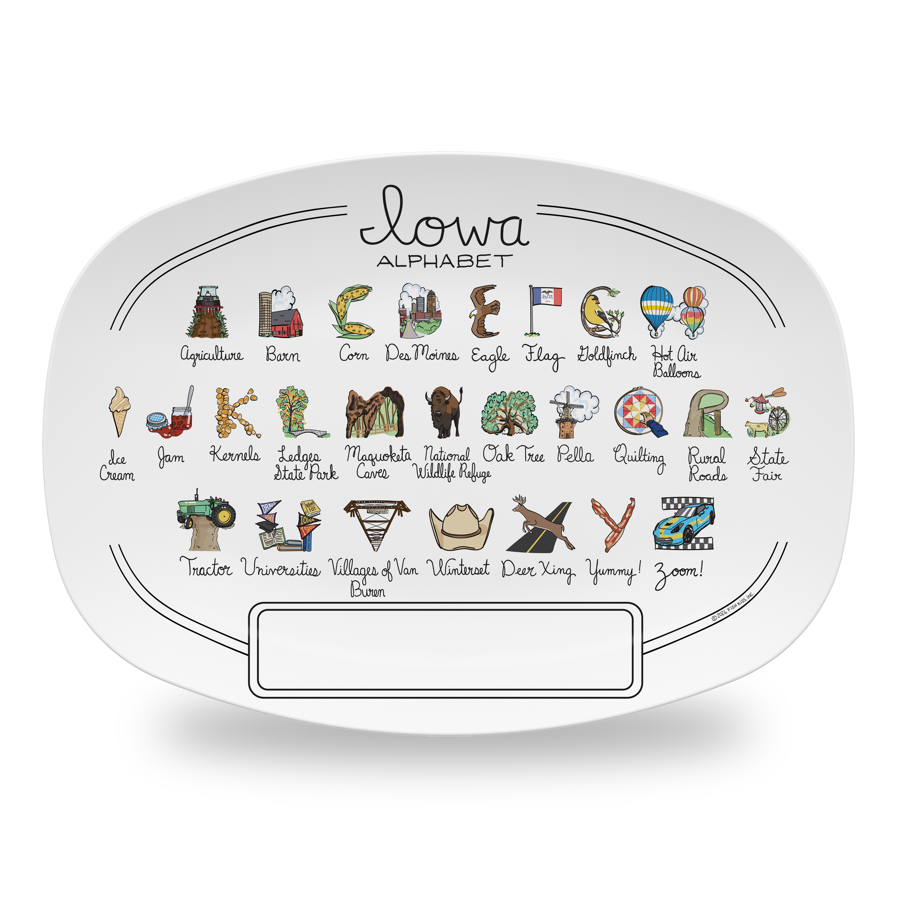 Custom Iowa Alphabet Platter