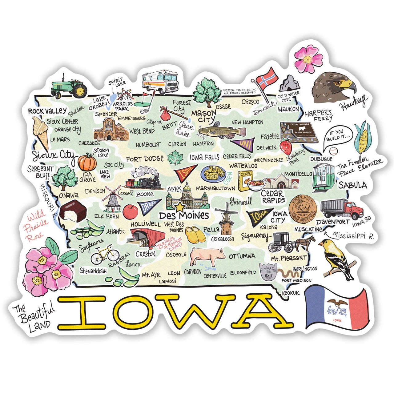 Iowa State Map Sticker