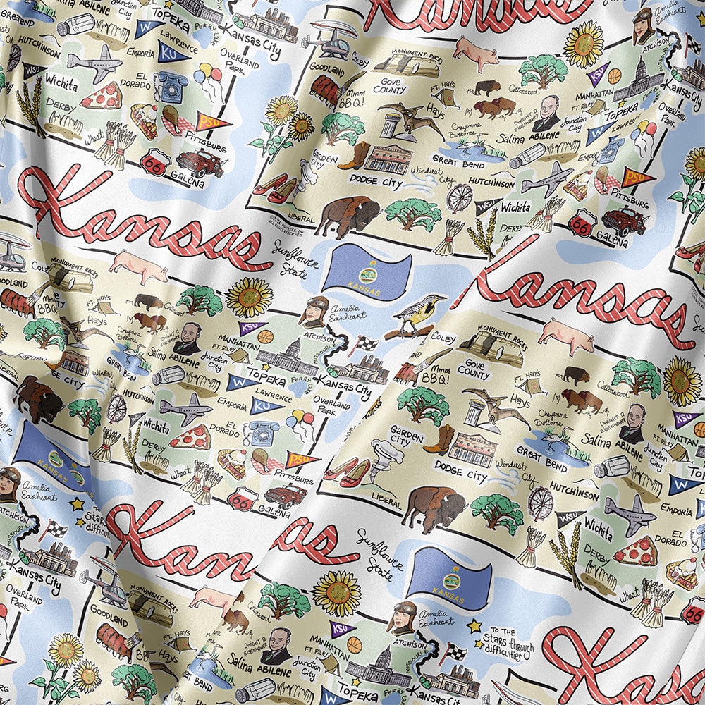 State Map Long Sleeve Satin Pajamas