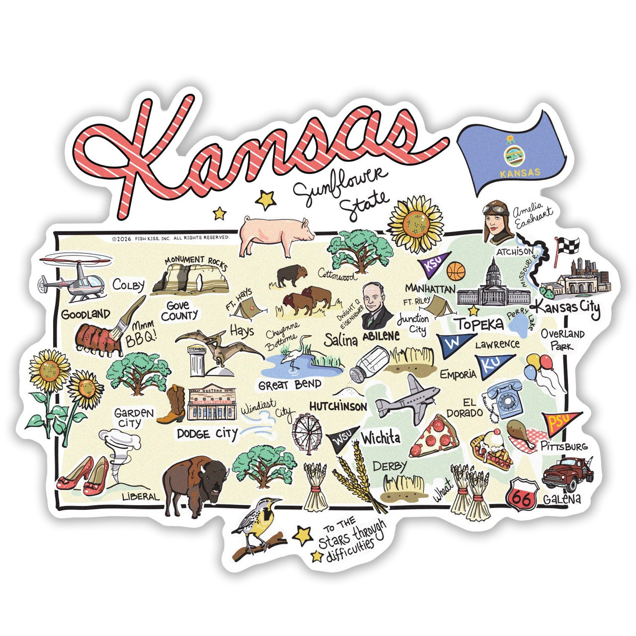 Kansas State Map Sticker