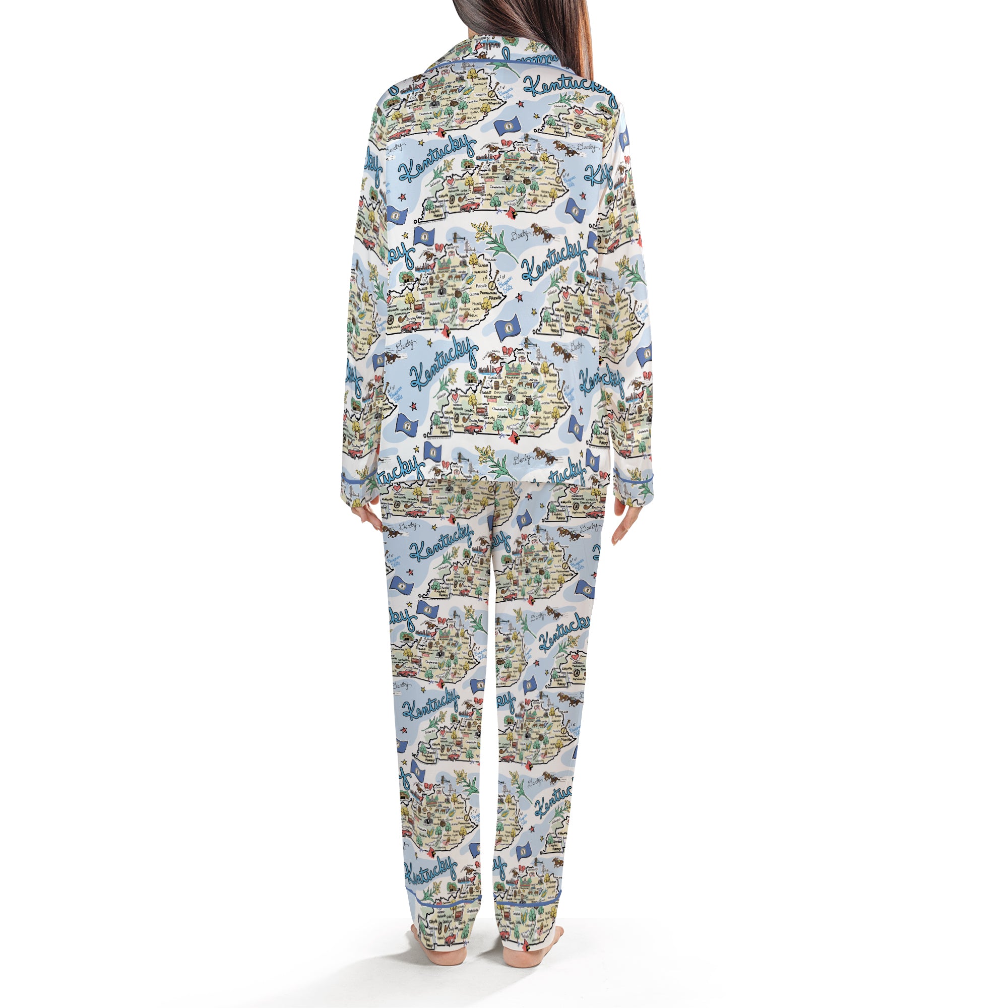 State Map Long Sleeve Satin Pajamas