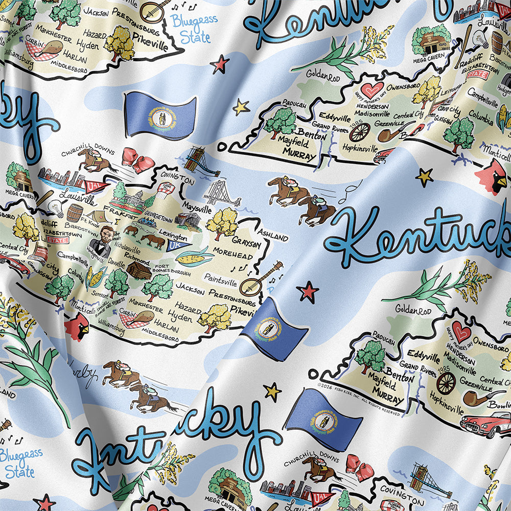 State Map Long Sleeve Satin Pajamas