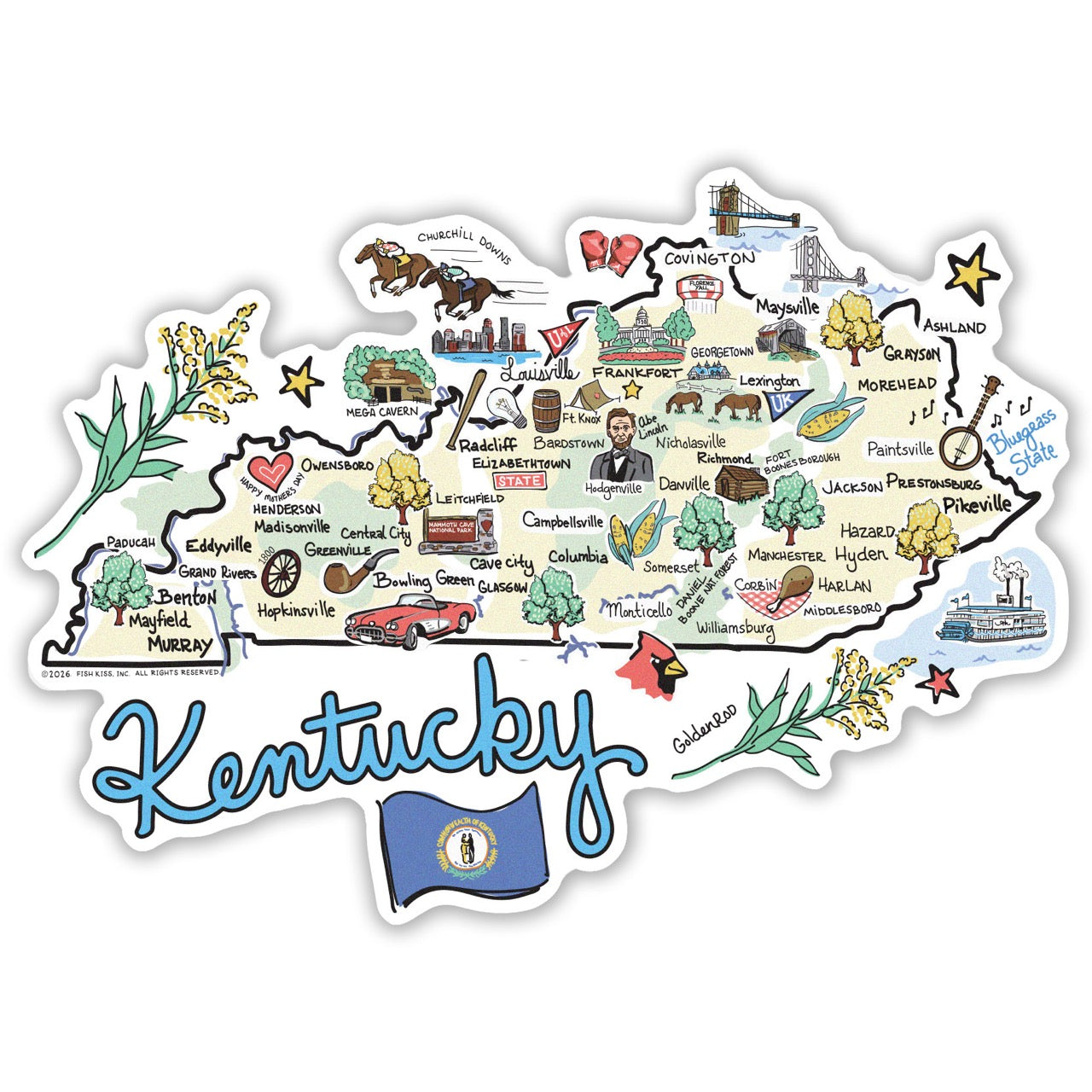 Kentucky State Map Sticker