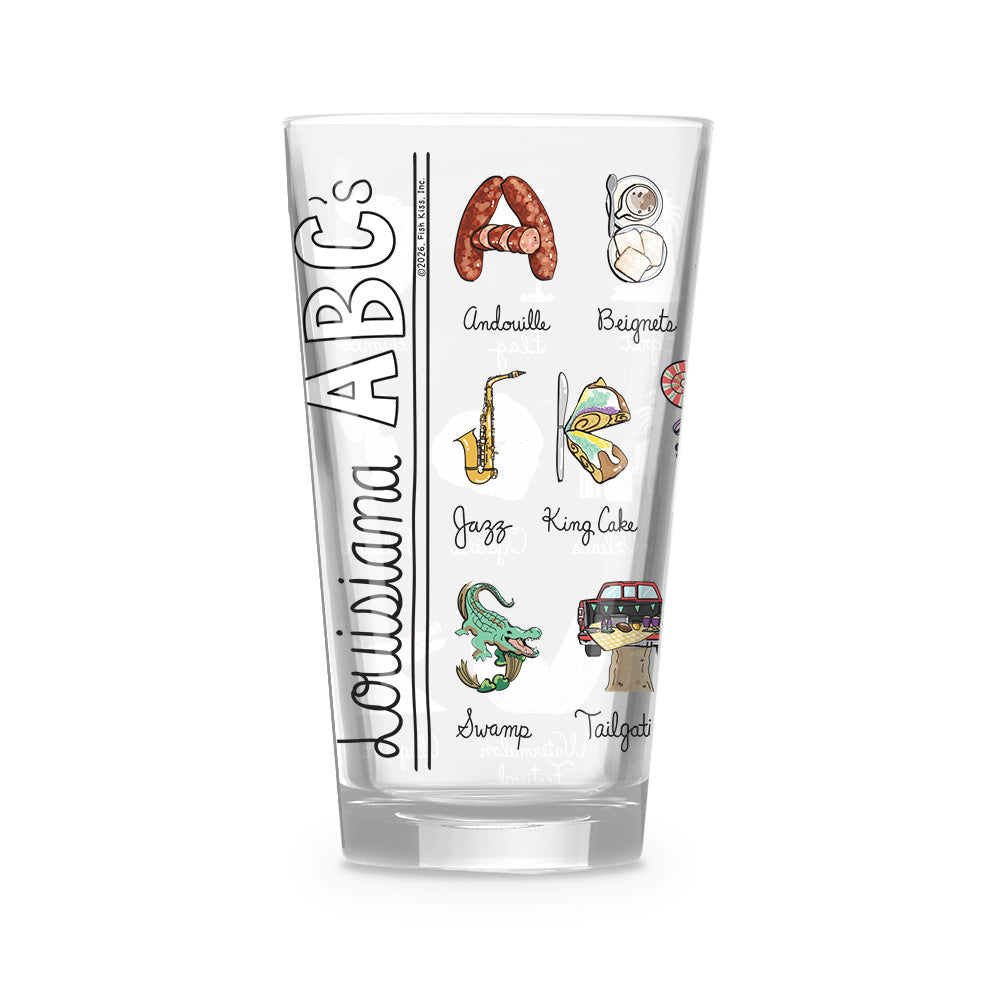 Louisiana Alphabet 16 oz. Glass