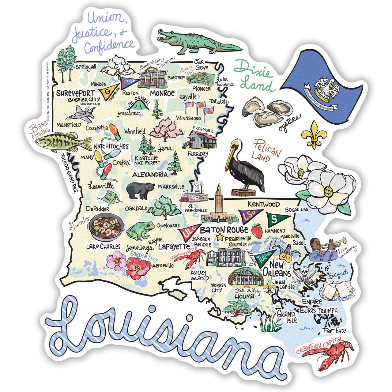Louisiana State Map Sticker