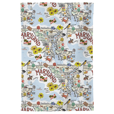 Maryland Map Repeat Kitchen Towel