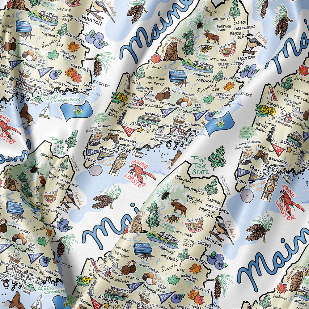 State Map Long Sleeve Satin Pajamas