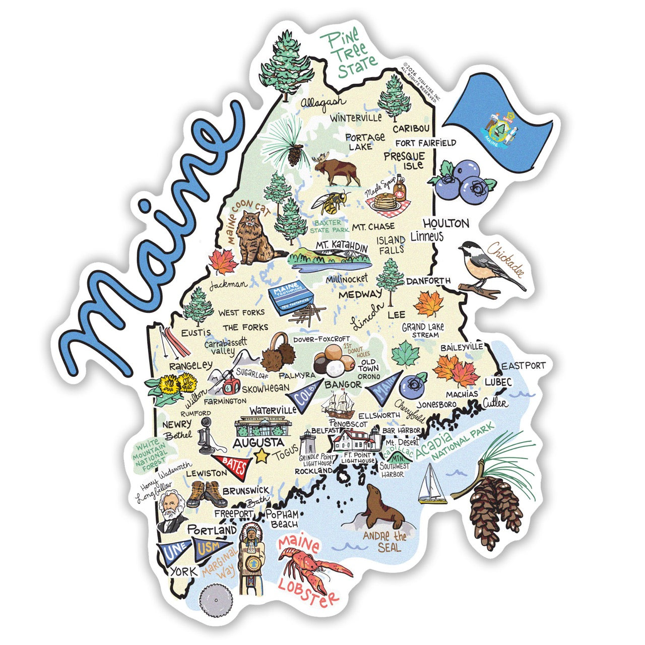 Maine State Map Sticker