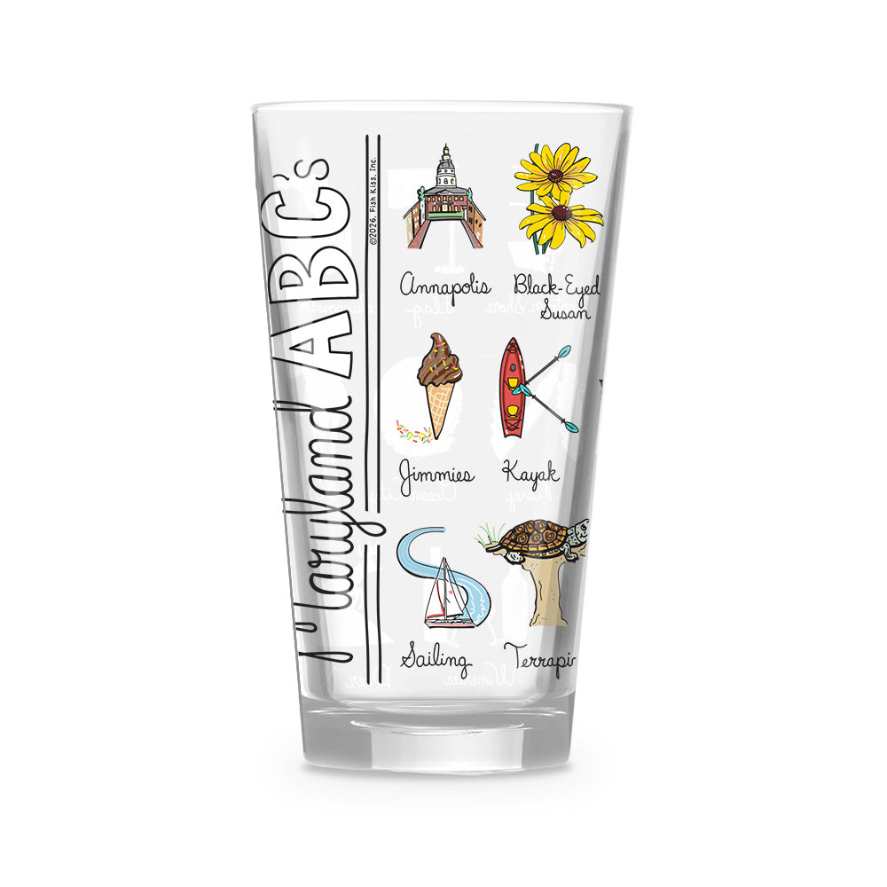 Maryland Alphabet 16 oz. Glass