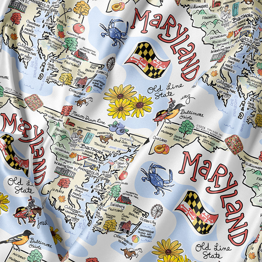 State Map Long Sleeve Satin Pajamas