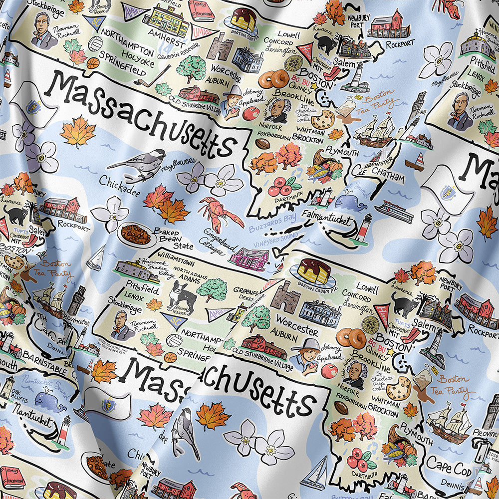State Map Long Sleeve Satin Pajamas