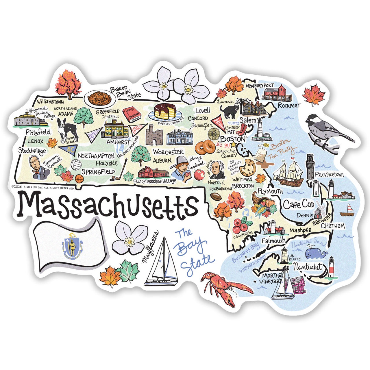 Massachusetts State Map Sticker