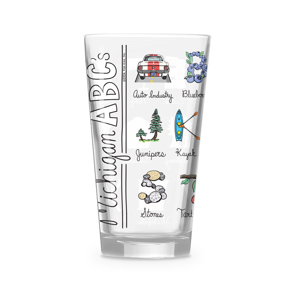 Michigan Alphabet 16 oz. Glass