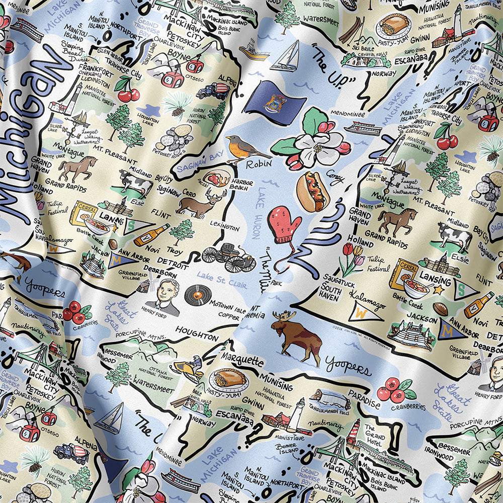 State Map Long Sleeve Satin Pajamas