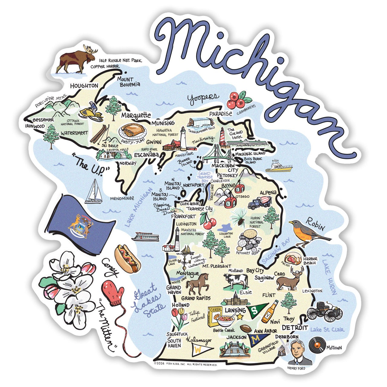 Michigan State Map Sticker