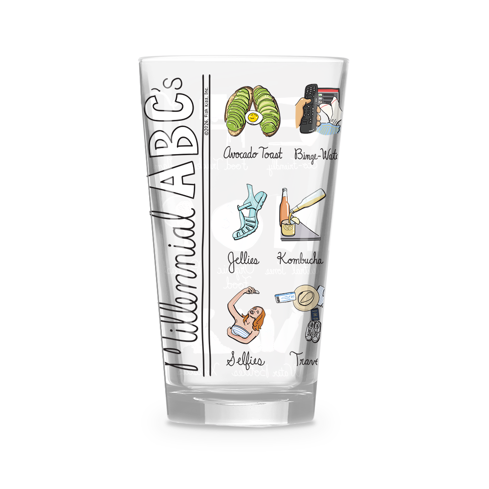 Millennial Alphabet 16 oz. Glass