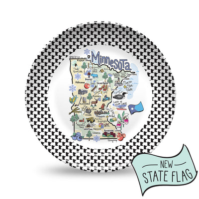 Minnesota Map Black & White Plate