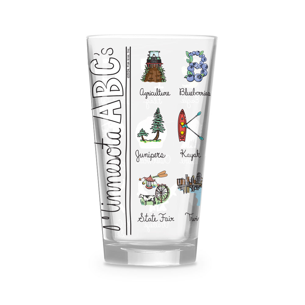 Minnesota Alphabet 16 oz. Glass