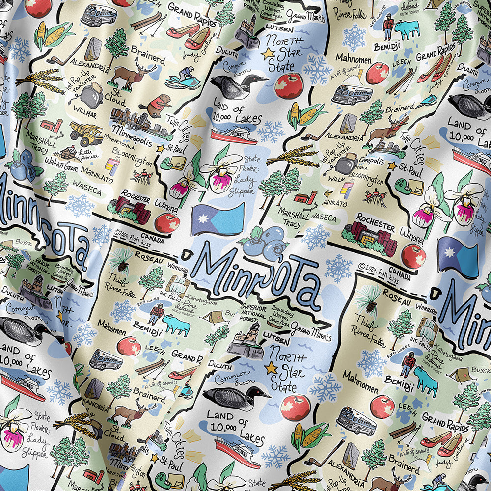 State Map Long Sleeve Satin Pajamas