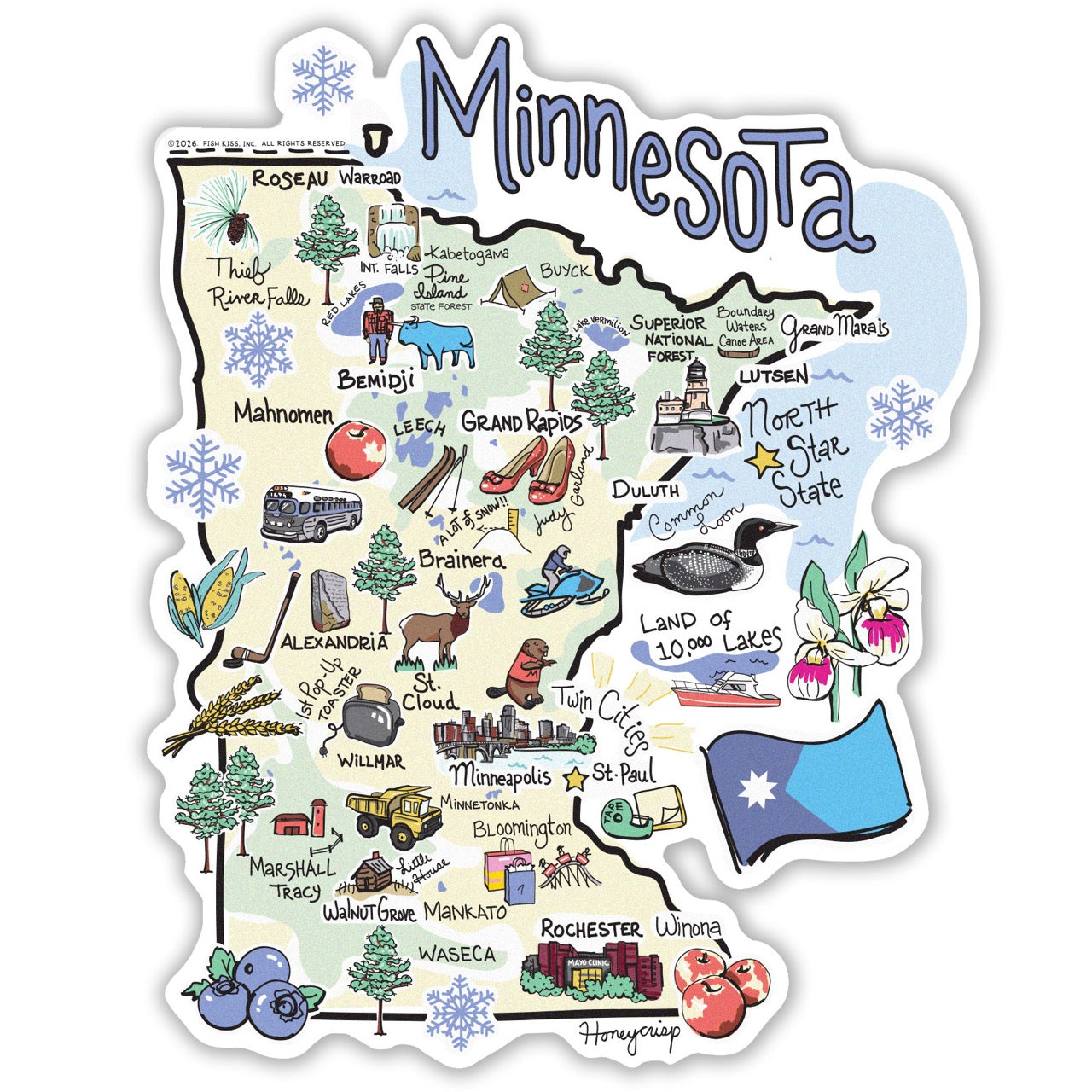 Minnesota State Map Sticker